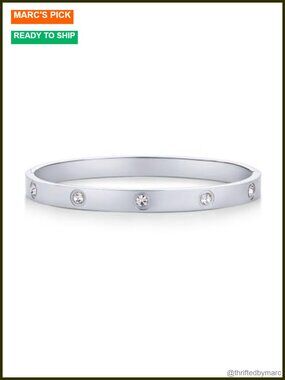 14K Gold Plated Bangle Bracelet Cubic Zirconia Waterproof